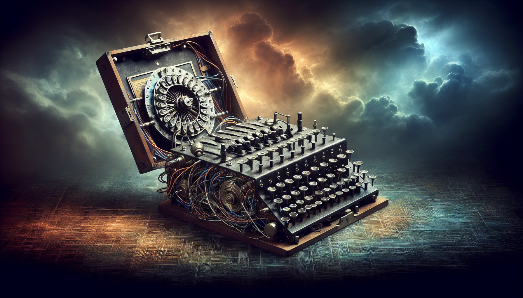 Artistic representation of the Enigma machine